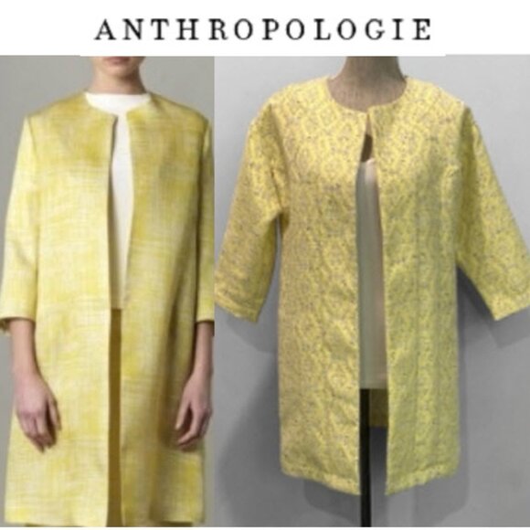 Anthropologie Jackets & Blazers - Anthropologie Yellow Jacket Jacquared Patterned Size XL